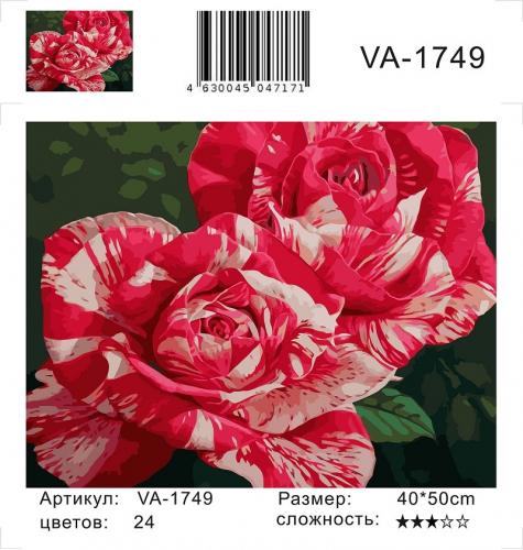 Картина по номерам 40х50 Распустившиеся розы