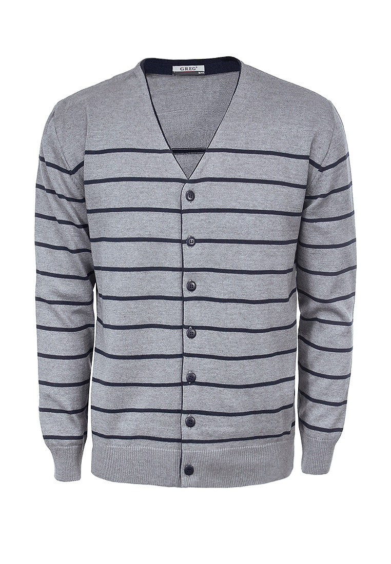 Кардиган мужской GREG G135-50-полоса (серый)
