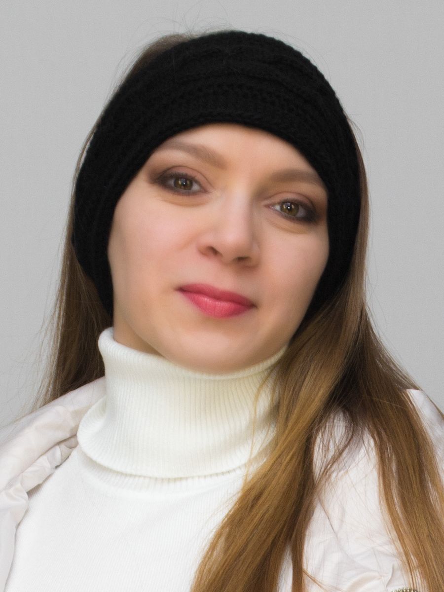 Комплект женский повязка+капор Маргарита (Цвет черный), размер 54-58, шерсть 30%