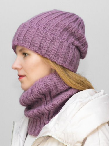 Комплект зимний женский шапка+снуд Жизель (Цвет светлая фуксия), размер 56-58, шерсть 50% , мохер 30%