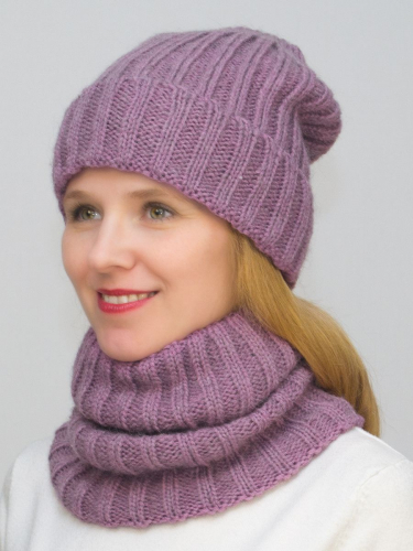 Комплект зимний женский шапка+снуд Жизель (Цвет светлая фуксия), размер 56-58, шерсть 50% , мохер 30%