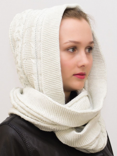 Комплект женский повязка+капор Маргарита (Цвет молочный), размер 54-58, шерсть 30%