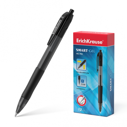 Ручка гелевая автоматическая ErichKrause® Smart-Gel, цвет чернил черный (в коробке по 12 шт.)