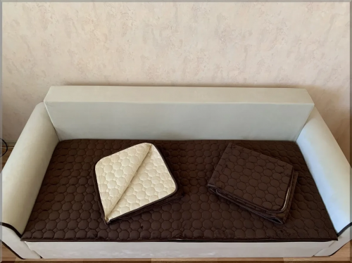 Дивандек для углового дивана набор, велюровые накидки цвет Шоколад