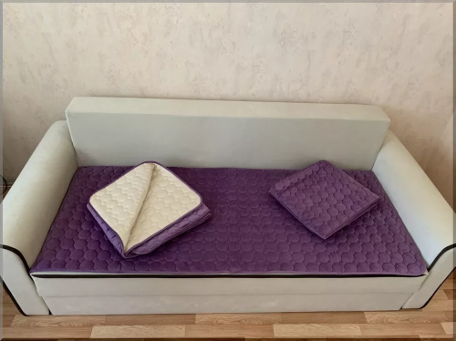 Дивандек для углового дивана набор, велюровые накидки цвет Фиолетовый