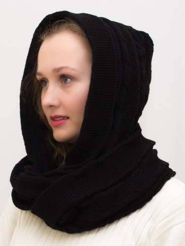 Комплект женский повязка+капор Маргарита (Цвет черный), размер 54-58, шерсть 30%