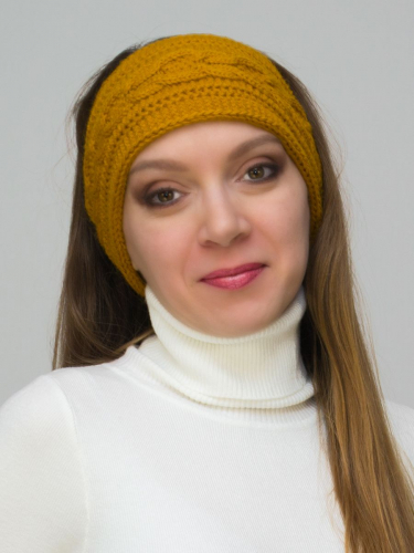 Комплект женский повязка+капор Маргарита (Цвет охра), размер 54-58, шерсть 30%