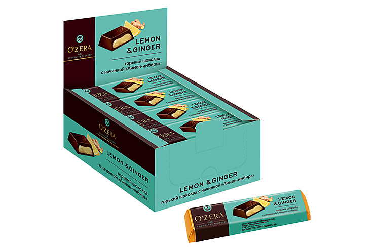 «O'Zera», шоколадный батончик Lemon & Ginger, 50 г (упаковка 20 шт)