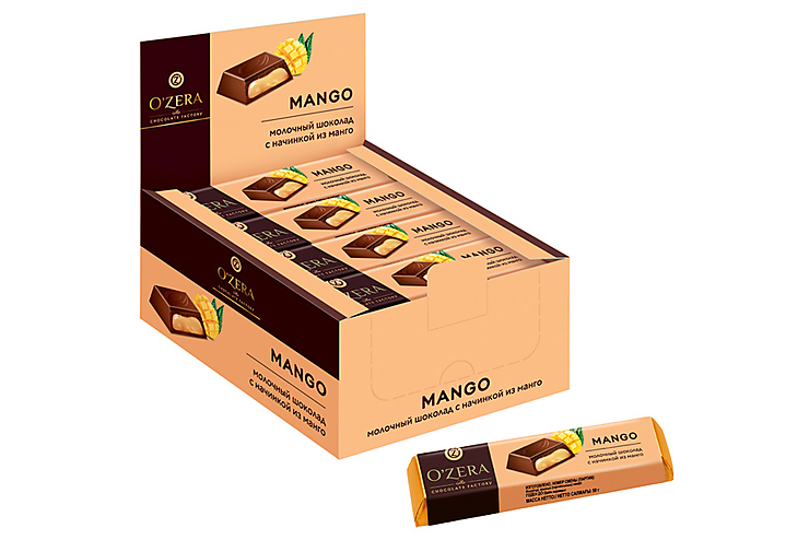 «O'Zera», шоколадный батончик Mango, 50 г (упаковка 30 шт)