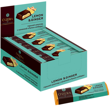 «O'Zera», шоколадный батончик Lemon & Ginger, 50 г (упаковка 20 шт)