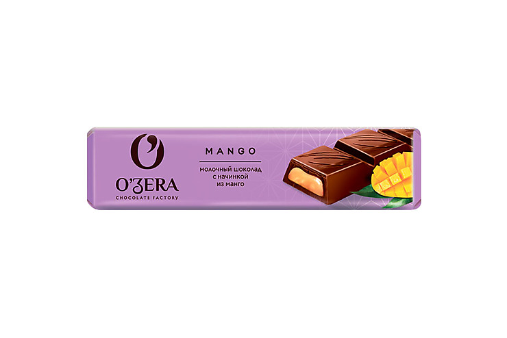«O'Zera», шоколадный батончик Mango, 50 г (упаковка 30 шт)