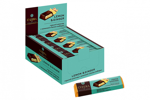 «O'Zera», шоколадный батончик Lemon & Ginger, 50 г (упаковка 20 шт)