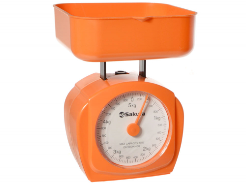 Весы кухонные механические до 5кг оранжевые арт. SA-6017A