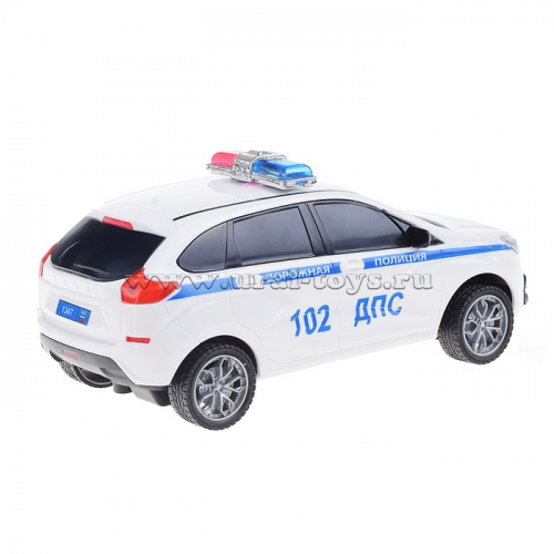 Машина р/у Lada Xray Полиция 18 см, (свет, цвет бел.) в коробке