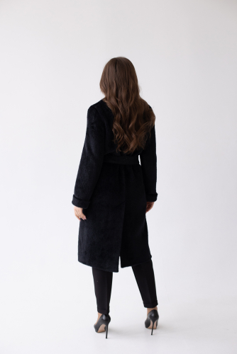Пальто женское демисезонное 24106 (черный/тедди)
