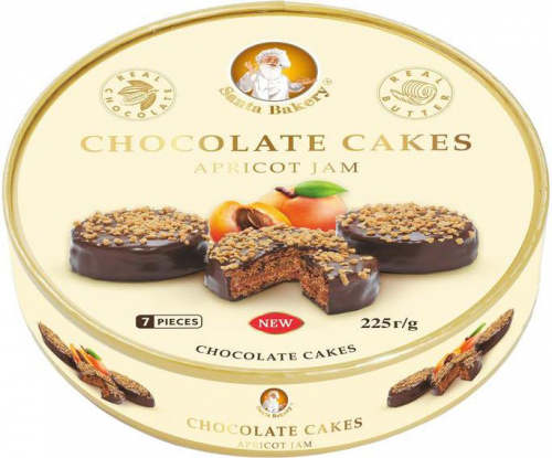 НОВИНКА! Пирожные “CHOCOLATE CAKES APRICOT JAM” (Шоколадные пирожные с абрикосовым джемом), 225 гр.