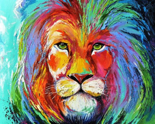 Алмазная мозаика круглыми стразами Красочный лев
