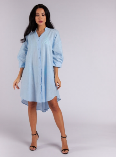 Платье-рубашка женское хлопковое 210022 голубой