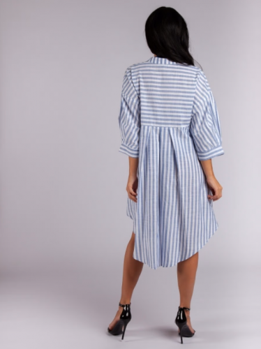 Платье-рубашка женское хлопковое 210022 белый/голубой