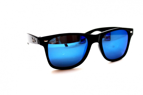 распродажа солнцезащитные очки R 2140-2 черный глянец голубой зеркальный