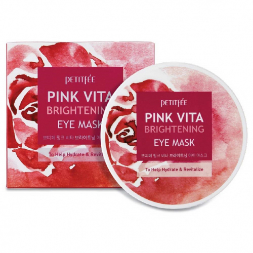 Осветляющие тканевые патчи для глаз с витаминным комплексом Petitfee Pink Vita Brightening Eye Mask 60шт