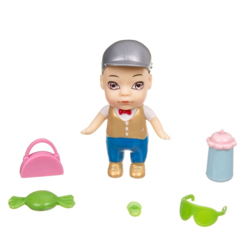 Набор игровой Bondibon куколка OLY в кепке/в шляпе и аксессуарами в банке, ВОХ 6,3х11х6,3 см, мальчи