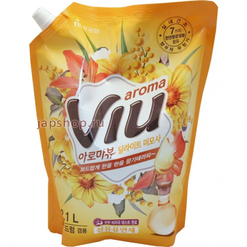 Aroma Viu Антибактериальный кондиционер для белья, ароматизирующий, золотая мимоза, мягкая упаковка, 2,1 л (8801173602297)