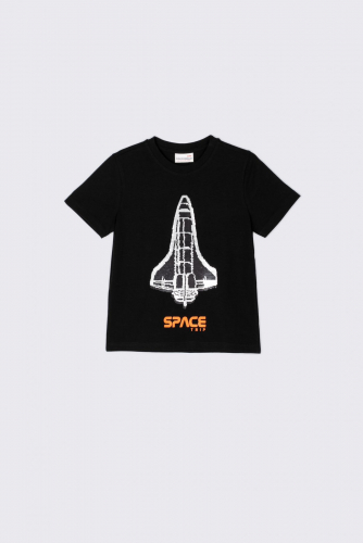 -59% T-shirt z krótkim rękawem czarny z motywem kosmicznym