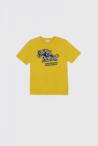 -31% T-shirt z krótkim rękawem żółty z napisem z przodu