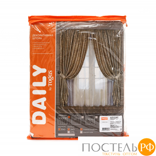 DAILY by T ОДРИ сер. Шторы 200х260-2/подхваты-2, 4пр, 85% хл. 15% плстр