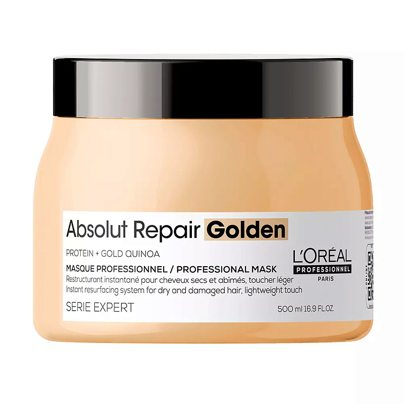 LOREAL Маска с золотой текстурой для восстановления поврежденных волос Absolut Repair Gold, 500 мл