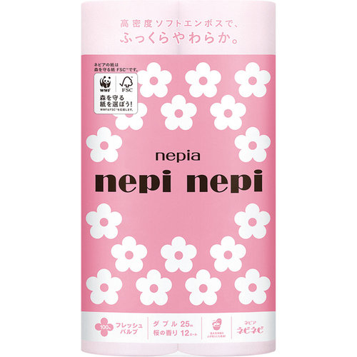 NEPIA Nepi Nepi Sakura Туалетная бумага двухслойная, с ароматом сакуры, 25м. (12 рулонов). 