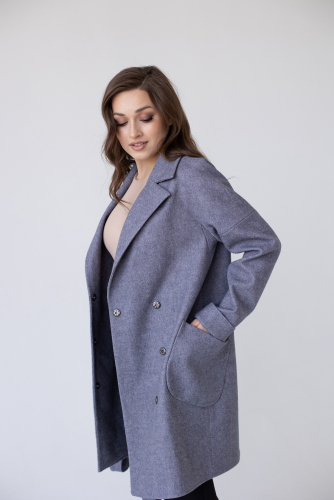 Пальто женское демисезонное 22400 (серый/рубчик)