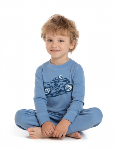 Merino Wool Пижама для мальчика цвет голубой пепельный