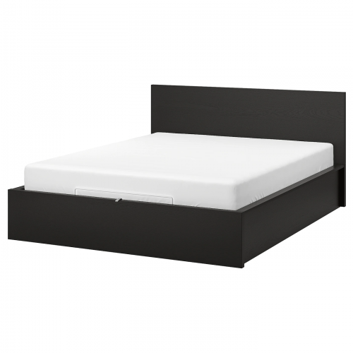 MALM МАЛЬМ, Кровать с подъемным механизмом, черно-коричневый, 180x200 см