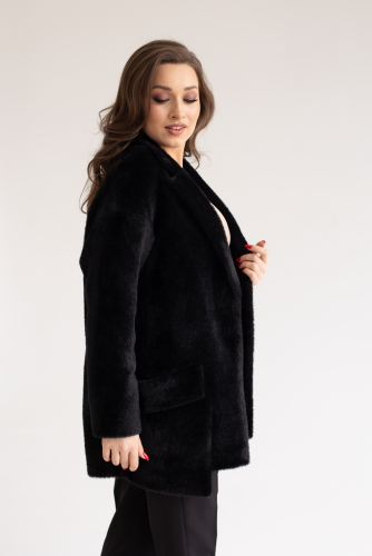 Пальто женское демисезонное 22730 (черный/тедди)