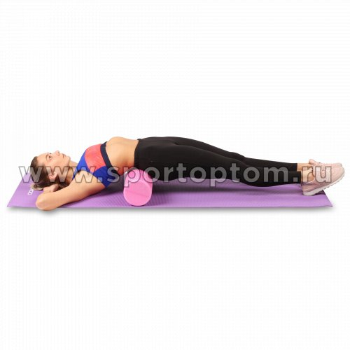 Ролик массажный для йоги INDIGO Foam roll (Валик для спины) IN022 60*15 см Розовый