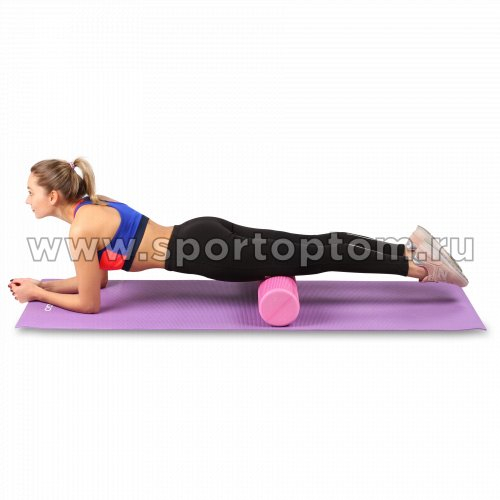 Ролик массажный для йоги INDIGO Foam roll (Валик для спины) IN022 60*15 см Розовый