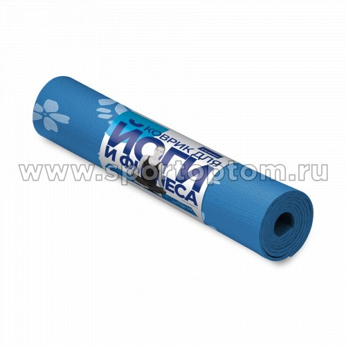 Коврик для йоги и фитнеса INDIGO PVC с рисунком Цветы YG03P 173*61*0,3 см Синий