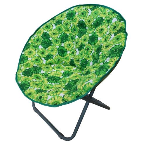 Кресло-шезлонг, d80см, h75, складное, круглое, повышен. комф, цв. зелен.цветы (1230)