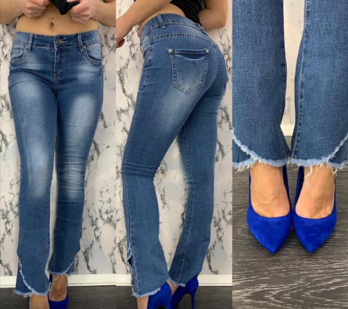 Джинсы Женские 4504 Однотон - Клеш С Запахом Голубые. Fashion-Angelo