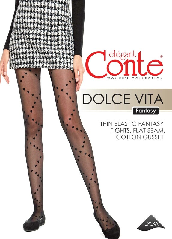 Колготки женские CONTE Колготки в сердечки c имитацией шнуровки Dolce Vita