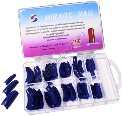 Ногти-типсы  цветные в коробочке (1\100) синие