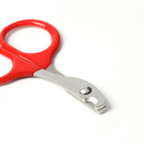 Ножницы-когтерезы с прорезиненными ручками, отверстие 6 мм, красные