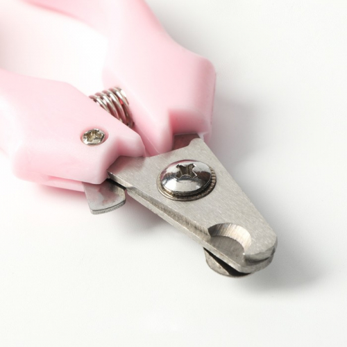 Когтерез боковой малый с фигурными ручками, отверстие 9 мм, розовый