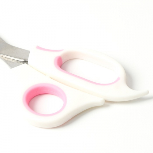 Ножницы-когтерезы средние с упором для пальца, белые с розовым