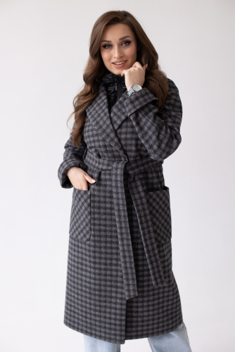 Пальто женское демисезонное 23557 (черно-серый)
