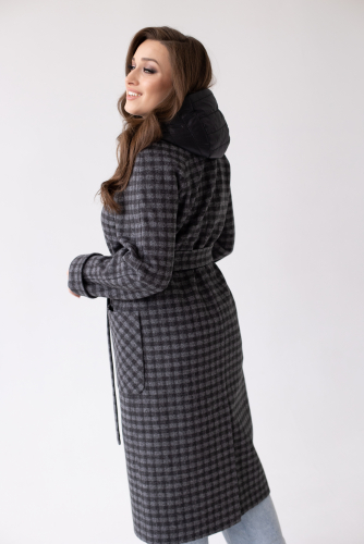 Пальто женское демисезонное 23557 (черно-серый)