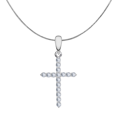 Подвеска с фианитом родированная серебро 925*