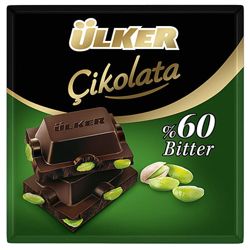 ULKER тёмный шоколад с целыми фисташками 70 гр